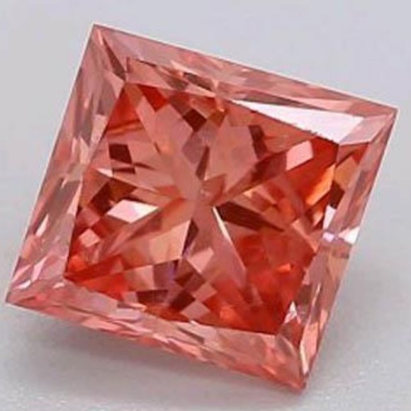 0.55 Ct Intense Pink CVD Princess Cut Loose Diamond - Picture 1 of 3